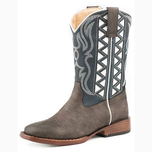 Karman Roper Kid's Navy And White Square Toe Boot 1 Karman Roper Kid's Navy And White Square Toe Boot