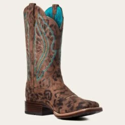 Ariat Women's Primetime Leopard Square Toe Western Boots -Western cowboy 10035935 medial warm