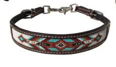 Shiloh Teal, Brown And White Beaded Wither Strap