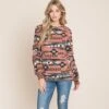 Blush Aztec Long Sleeve Top