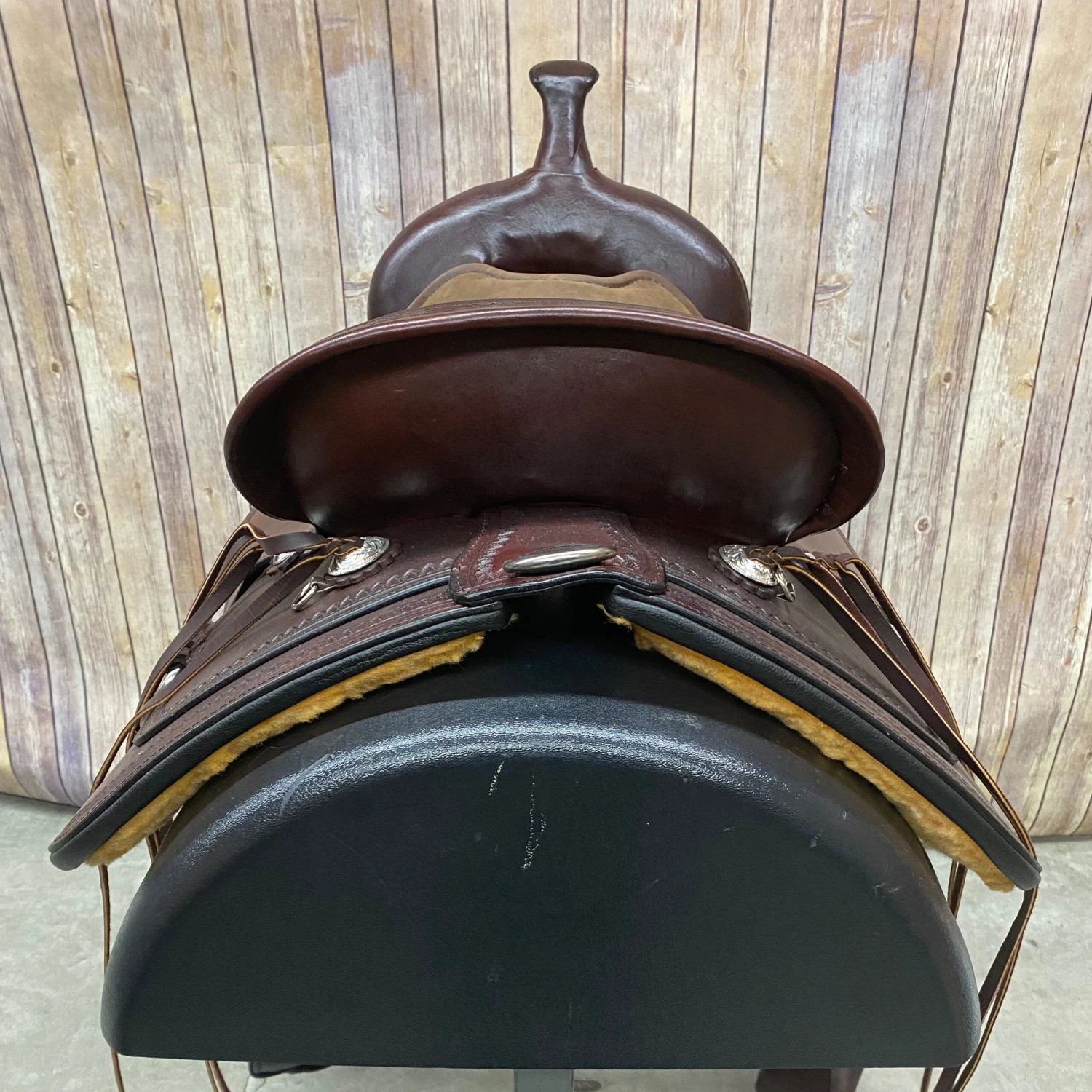 Circle Y Apache Trail Saddle With Shell Border And Tan Seat, 16 Inch 4 Circle Y Apache Trail Saddle With Shell Border And Tan Seat, 16 Inch - Image 4