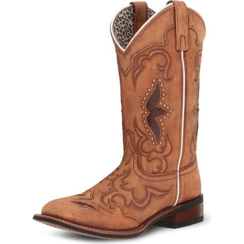 Dan Post Women's Tan Inlay Spellbound Square Toe Boot 1 Dan Post Women's Tan Inlay Spellbound Square Toe Boot