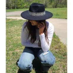 Women's Black Fedora W/ Aztec Band -Western cowboy 20220413 134057