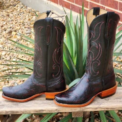 Ladies Fenoglio Black Cherry Smooth Ostrich -Western cowboy 20230323 134434