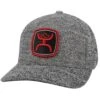 Hooey Mid Profile Variegated Grey Knit Cap-Red/Black Patch
