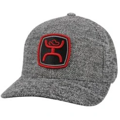 Hooey Mid Profile Variegated Grey Knit Cap-Red/Black Patch