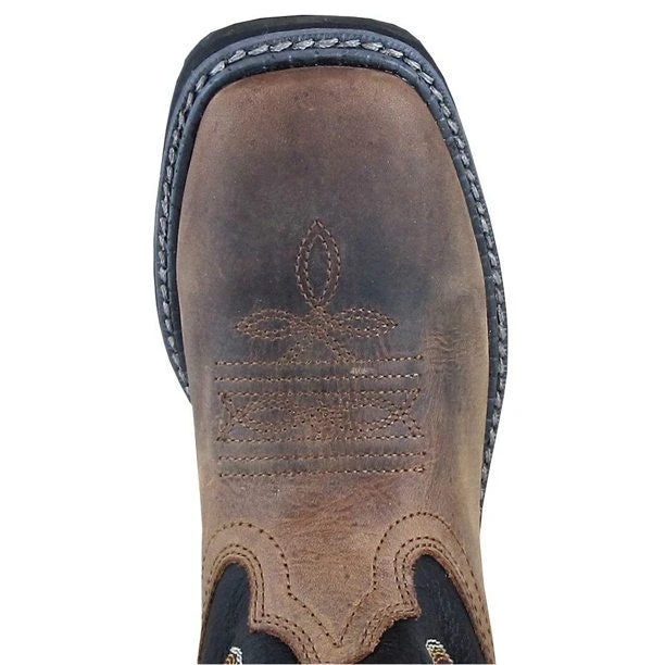 Kid's Brown And Black Square Toe Boots 2 Kid's Brown And Black Square Toe Boots - Image 2