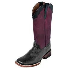 Ferrini Black Embossed Purple Sqaure Toe Boot