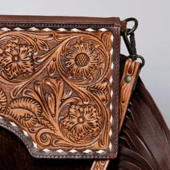 American Darling Hide Fringe Tooled Crossbody Purse -Western cowboy ADBGZ279A C