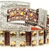 Women's Brown Crocodile Print Belt With Square Rhinestones