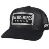 Hooey High Profile Black Cap-Blk/Wht Cactus Ropes Patch