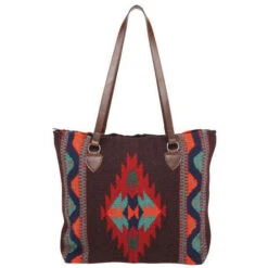 Brown With Rust And Orange Maya Wool Purse