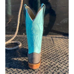 Fenoglio Grey Cape Buffalo W/ Turquoise Shaft Boots -Western cowboy IMG 0093copy