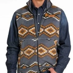 Cinch Blue Aztec Fleece Vest