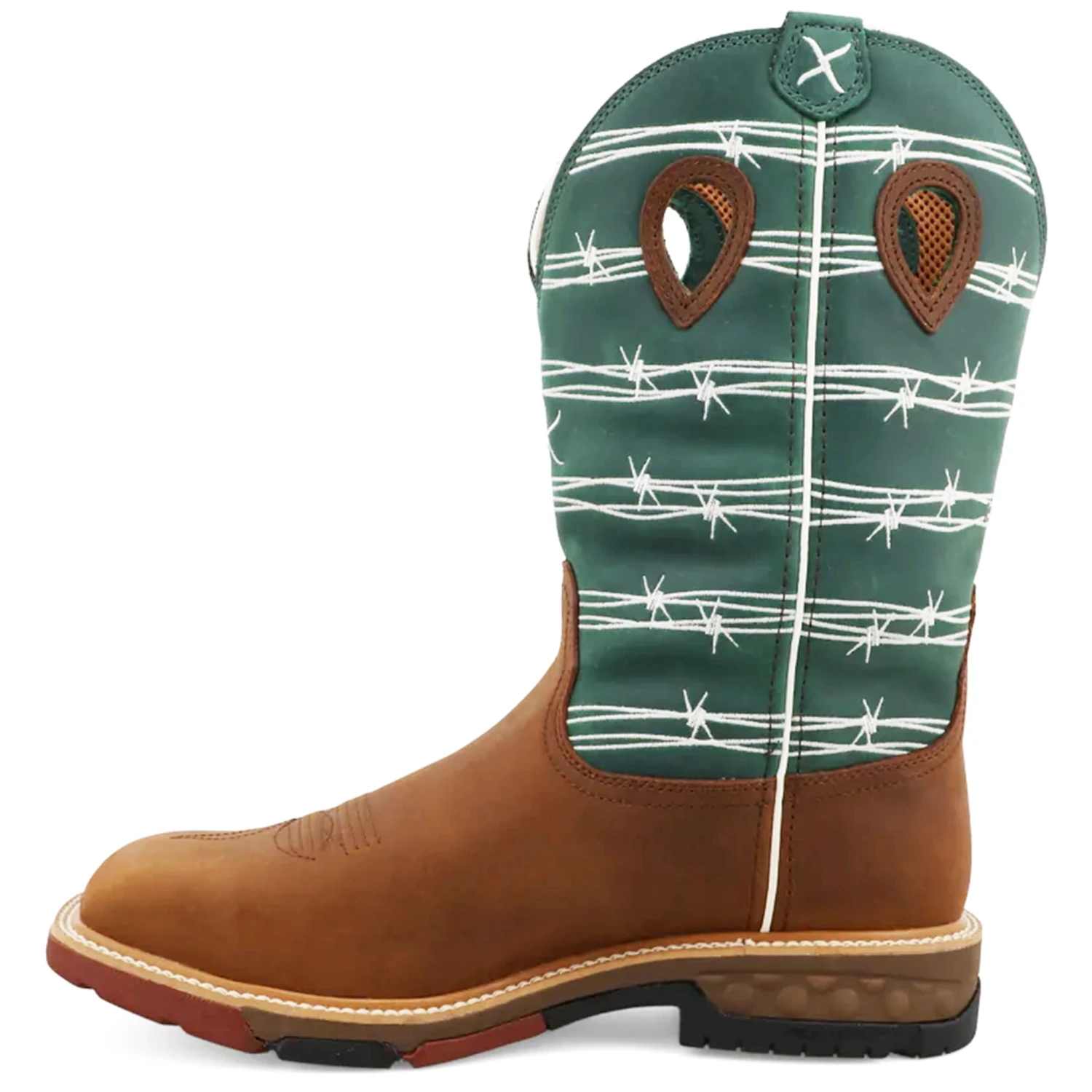 Twisted X Men's 12" Waterproof Alloy Toe Pull-On Work Boot-Green Top 2 Twisted X Men's 12" Waterproof Alloy Toe Pull-On Work Boot-Green Top - Image 2