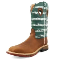Twisted X Men's 12" Waterproof Alloy Toe Pull-On Work Boot-Green Top