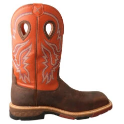 Twisted X Men's Nano Safety Toe Pull-On Work Boots-Brown/Orange -Western cowboy MXBNW03 04