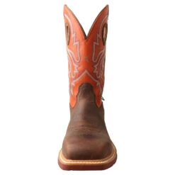 Twisted X Men's Nano Safety Toe Pull-On Work Boots-Brown/Orange -Western cowboy MXBNW03 05