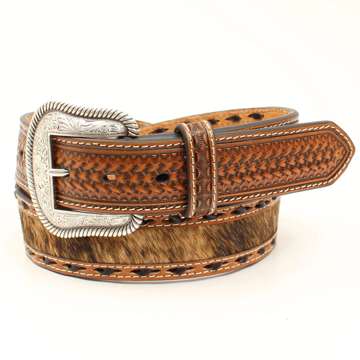 Nocona Basketweave Tabs Calf Hair Belt 1 Nocona Basketweave Tabs Calf Hair Belt
