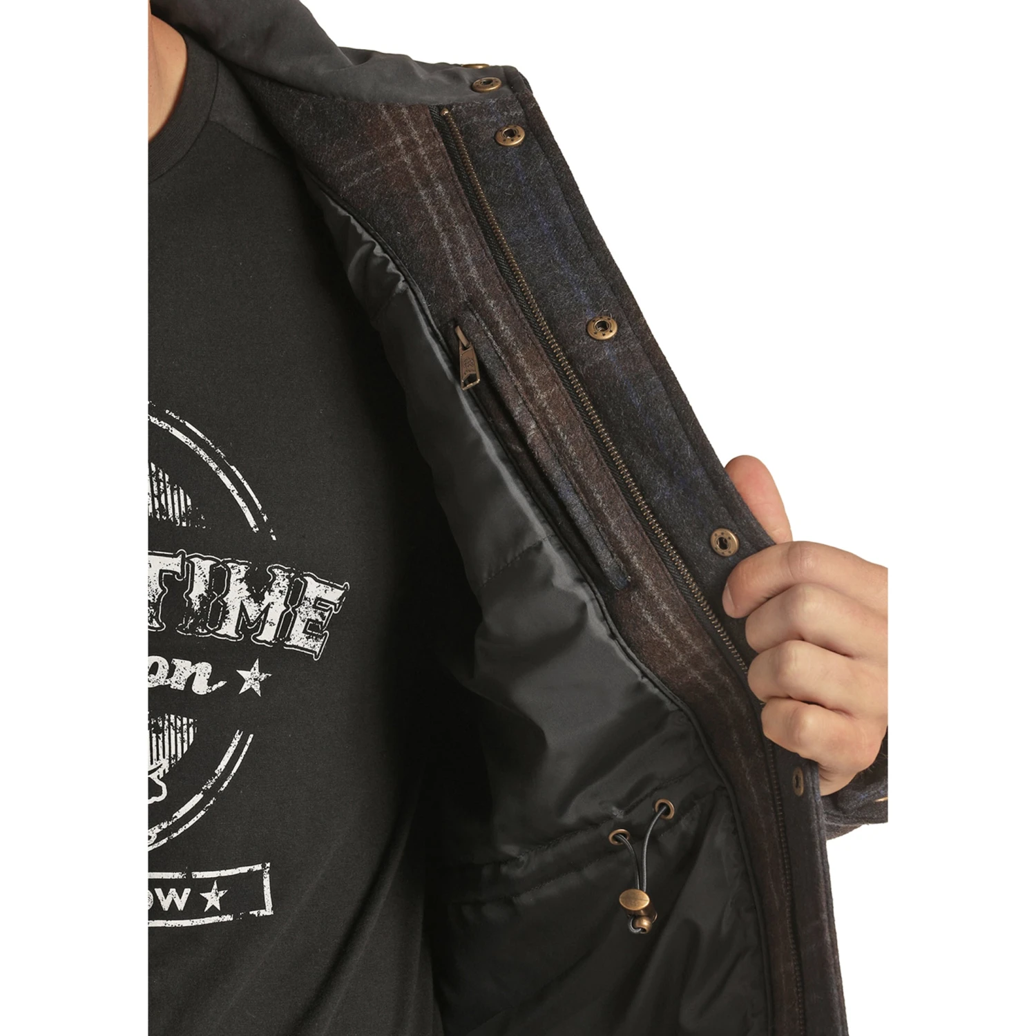 Powder River Navy Plaid Wool Coat 3 Powder River Navy Plaid Wool Coat - Image 3