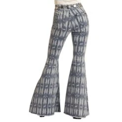 Rock & Roll Cowgirl Medium Wash Aztec Flare Jeans -Western cowboy RRWD7PRZRF B 05042