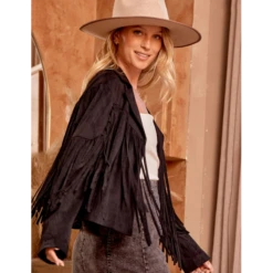 Black Suede Fringe Jacket -Western cowboy Screenshot2022 09 24115134