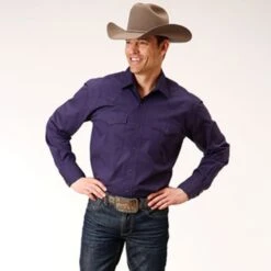 Roper Solid Purple Snap Shirt