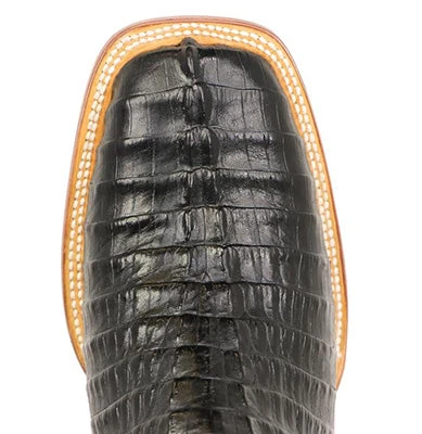 Men's Black Caiman Tail Print Square Toe Boots 2 Men's Black Caiman Tail Print Square Toe Boots - Image 2