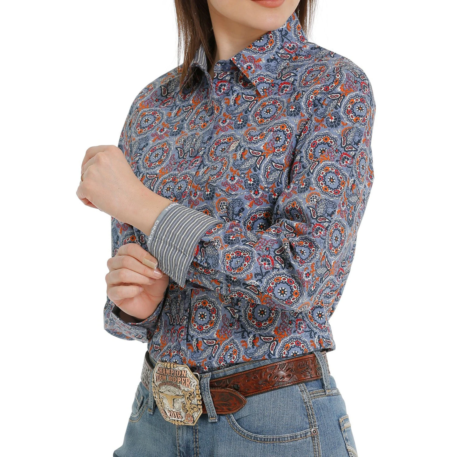 Cinch Blue, Red And Orange Paisley Shirt 2 Cinch Blue, Red And Orange Paisley Shirt - Image 2