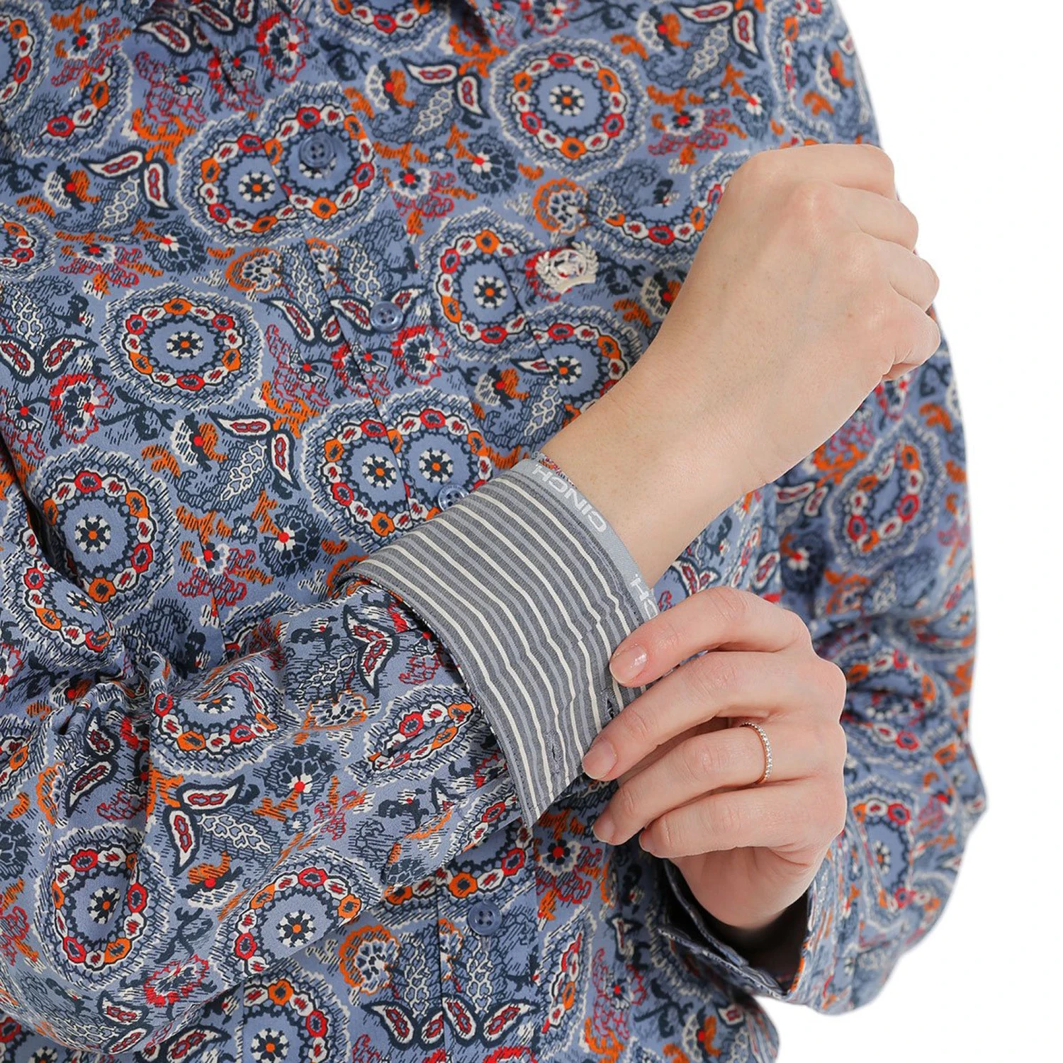 Cinch Blue, Red And Orange Paisley Shirt 3 Cinch Blue, Red And Orange Paisley Shirt - Image 3