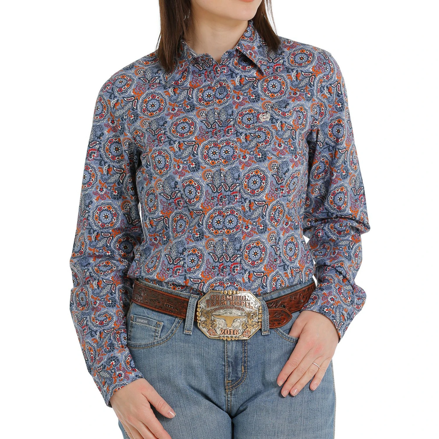 Cinch Blue, Red And Orange Paisley Shirt 1 Cinch Blue, Red And Orange Paisley Shirt