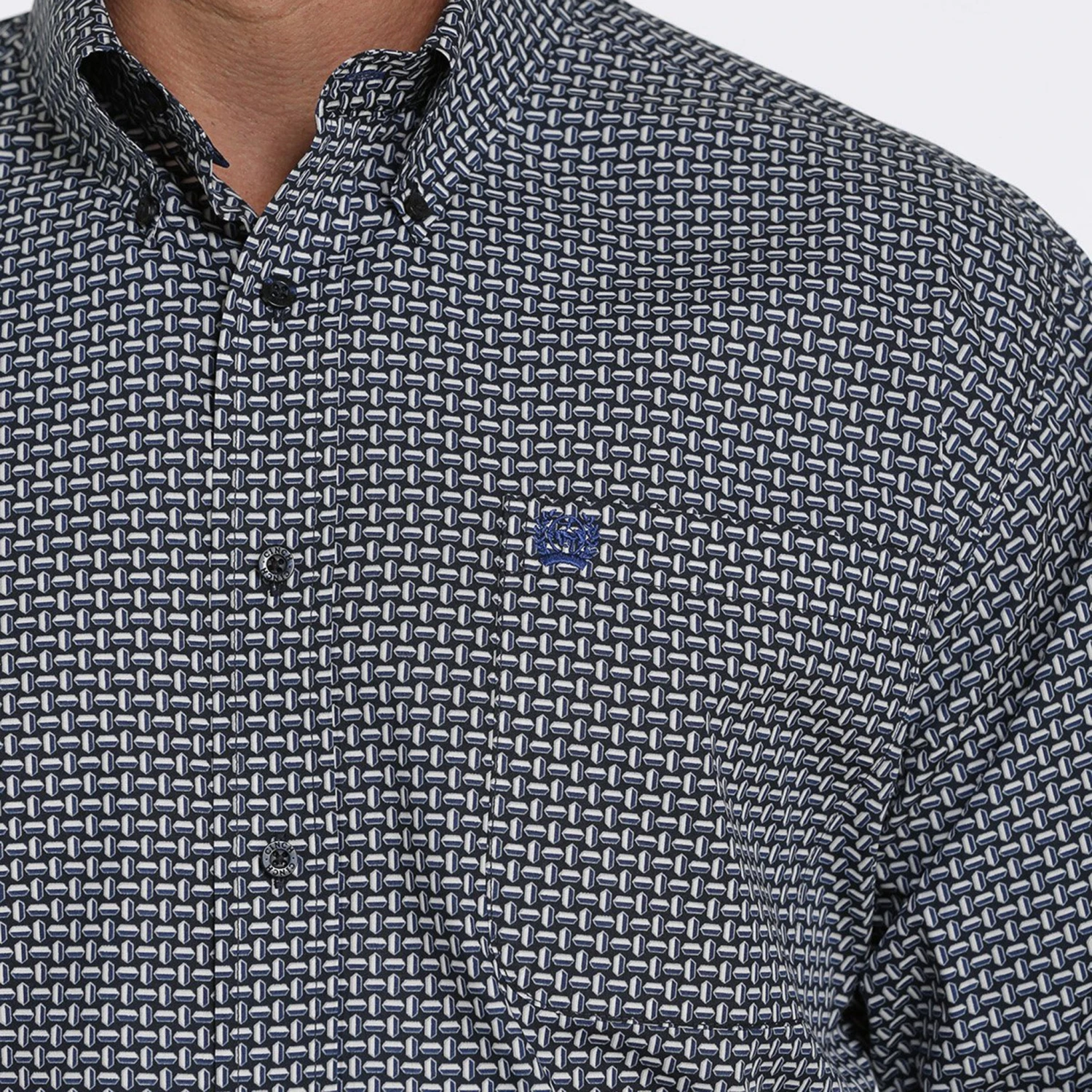 Cinch Navy & White Weave Print Long Sleeve 2 Cinch Navy & White Weave Print Long Sleeve - Image 2