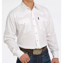 Cinch White Herringbone Pearl Snap Shirt -Western cowboy mtw1681002 3 1328 detail
