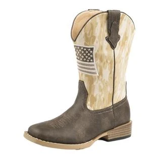 Roper Kid's Brown Camo Flag Square Toe Boots 1 Roper Kid's Brown Camo Flag Square Toe Boots
