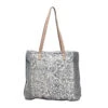 Grey Hide And Scroll Tote Bag