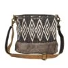 Grey And White Diamond Hide Cross Body Purse